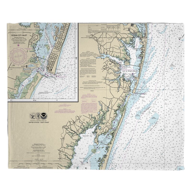 Longshore Tides Nautical Chart Ocean City MD Fleece Blanket Wayfair